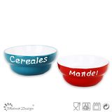 Words Design Embossed Ceramic Soup Bowl