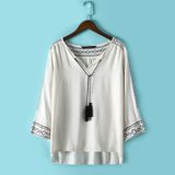 Factory Manufacurer OEM Plus Size Fashion Women Embroideried Blouse