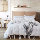 Solid Color Casual Modern Style Bedding Set with Relaxed Soft Feel Natural Wrinkled Look