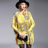 Yellow Printing Sweater for Women Oversize Pullover Wholesale