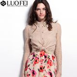 Women Designer Fashion Button up Long Sleeve Lace Blouse Top