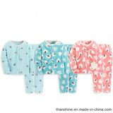 Unisex 100%Polyester Knitted Coral Fleece Print Pajama Suit