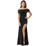 in Stock More Size Black Fashion Lace off Shoulder Party Wedding Dress