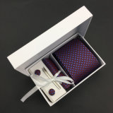 Handmade 100% Silk Jacquard Woven Purple Tie Set