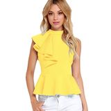 Fashion Asymmetric Ruffle Side Peplum Crop Top