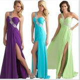 One Shoulder Chiffon Long Discount Prom Dresses (DS011)