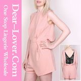 Pink Lace Back Prom Playsuit