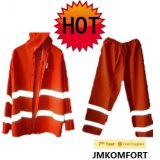 Red Reflective Plastic PVC Rain Suit for Roadway (JMC-211G)