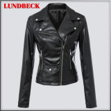 Hot Sell Black PU Jacket for Women Winter Outer Wear