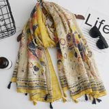 Yellow Sunflower Printed Thin Polyester Fashion Scarf (HWM05)