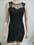 Women Clothing Factory Price Short Bodycon Mini Dress 2017 Back Zipper Black Lace Mesh Sexy Club Dress