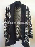 New Design Black and White Batwing Women Knit Cardigan Sweater