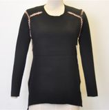 Ladies Simple Round Neck Pullover Knit Sweater