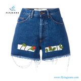 New Design Women Printing Minipants Denim Shorts