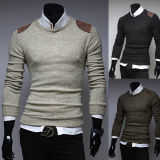 Shoulder Padded Man's Knitted Pullover Sweater Wholesale
