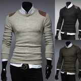 Shoulder Padded Man's Knitted Pullover Sweater Wholesale