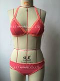 Sexy Ladies Hand-Made Crochet Two-Piece Bikini Swimwear (QG-6185-1M)