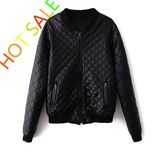 Ladies PU Jacket with Quilting and Metal Zip