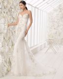 Spaghetti Strap Sweetheart Neck Sheer Tulle Back Mermaid Lace Bridal Gown Wedding Dress