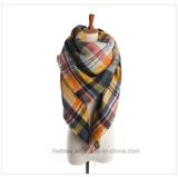 Warm Winter Tartan Check Woven Acrylic Shawl (Hz16)