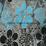 Black Flower Chenille Jacquard Sofa Fabric (FTH31839)