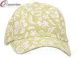 Lime Promotional Cotton Baseball Cap with New Hawaiian Floral Pattern