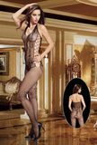 Floral Pattern Halter Neck Crotchless Bodystocking 8707