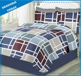 Colorblock Plaid Printed Polyester Patchwork Quilt