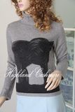 Ladies Turtle Neck Pullover with Printing Cprp1106L