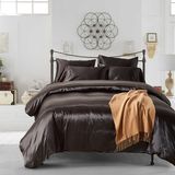 Hotel Quality Solid Color Duvet Cover Set Satin Silk Bedding