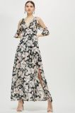 2018 Summer Ryan Fabric Floral Cold Shoulder Maxi Dress
