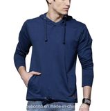 Fahshion Men Blank Hoodies Navy Plain Pullover Sweatshirt