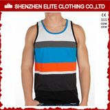 High Quality Men Fitness Printing Cotton Strip Tank Tops (ELTMBJ-449)