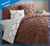 Brown Pintuck Design Soft Microfiber Bedding Set