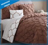 Brown Pintuck Design Soft Microfiber Bedding Set