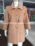 Ladies Fashion Knee Length Long Open Wool Coat Outerwear