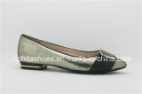Chic Design Shiny Leather Lady Ballet Shoes with Metal Heel