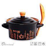 Ceramic Stoneware Soup Bowl with Lid and Spoon