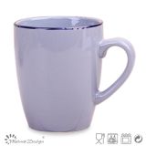 12oz Ceramic Mug Solid Glaze Light Purple with Blue Rim