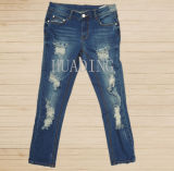 Newest Fashion Design Custom Women's Blue Denim Jeans (Hdlj0062)