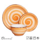 18PCS Ceramic Dinnerware Set Handpainted Spinwash Design