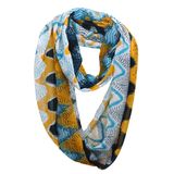 Lady Fashion Grid Printed Polyester Chiffon Summer Infinity Scarf (YKY1105)