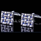 VAGULA Super Quality Novelty Saphire Rhinestone Gemelos Cufflinks