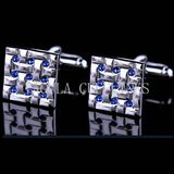 VAGULA Super Quality Novelty Saphire Rhinestone Gemelos Cufflinks