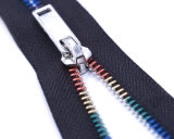 Metal Zipper with Colorful Teeth/Black Tape/Top Quality