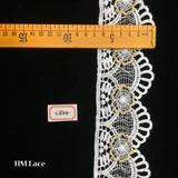 Gold Embroidered Broderie Anglaise Hollow out Lace Trim