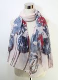 Lady Flower Printed Polyester Voile Spring Silk Scarf (YKY1050)