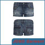 Women Girls Wrinkles Denim Short Jeans (JC6033)