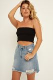 New Collection Ladies Cotton Denim Skirt with Destroyed Holes