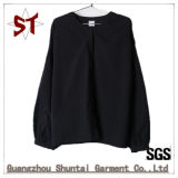 Wholesale Simple Collarless Black Long Sleeve Women T Shirt